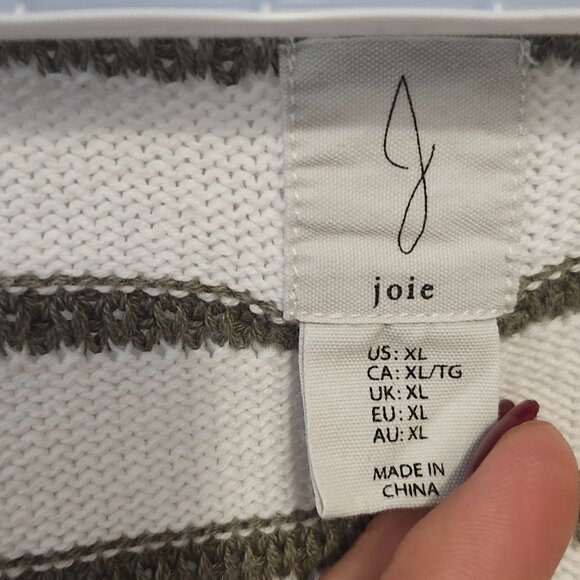 Joie Women’s White Striped Button-Front Cardigan Sweater – Size XL - Picture 3 of 7